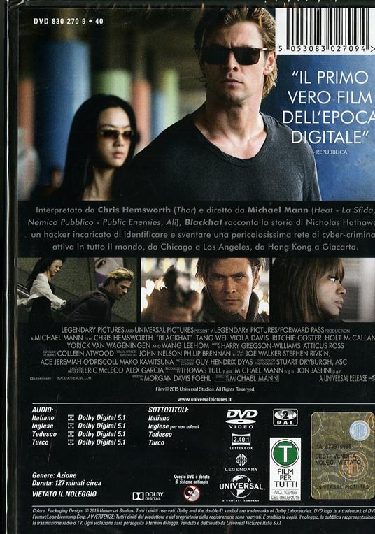 Blackhat di Michael Mann - DVD - 2