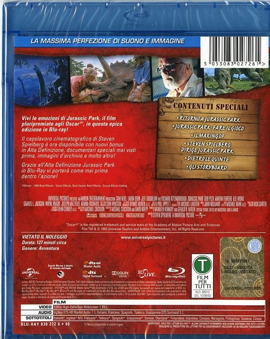 Jurassic Park di Steven Spielberg - Blu-ray - 2