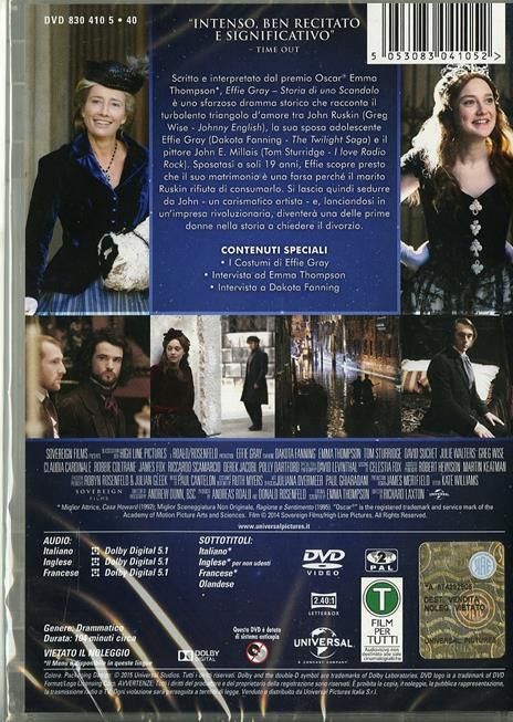 Effie Gray. Storia di uno scandalo di Richard Laxton - DVD - 2