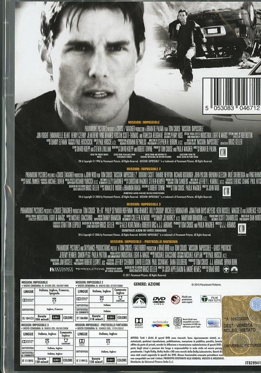 Mission: Impossible Collection (4 DVD) di J. J. Abrams,Brad Bird,Brian De Palma,John Woo - 2