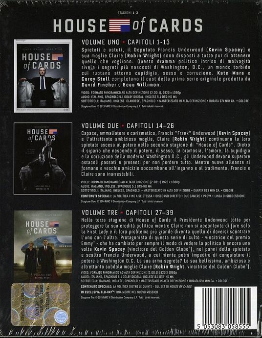 House of Cards. Stagione 1 - 3 (Serie TV ita) (12 Blu-ray) di James Foley,Carl Franklin,Allen Coulter - Blu-ray - 2