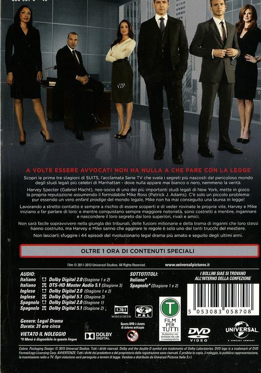 Suits. Stagione 1 - 3 (11 DVD) di Kevin Bray,Michael Smith,John Scott - DVD - 2