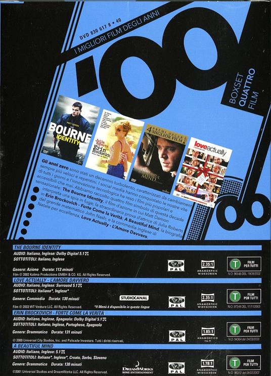 I migliori film degli anni '00. Vol. 1 (4 DVD) di Richard Curtis,Ron Howard,Doug Liman,Steven Soderbergh - 2