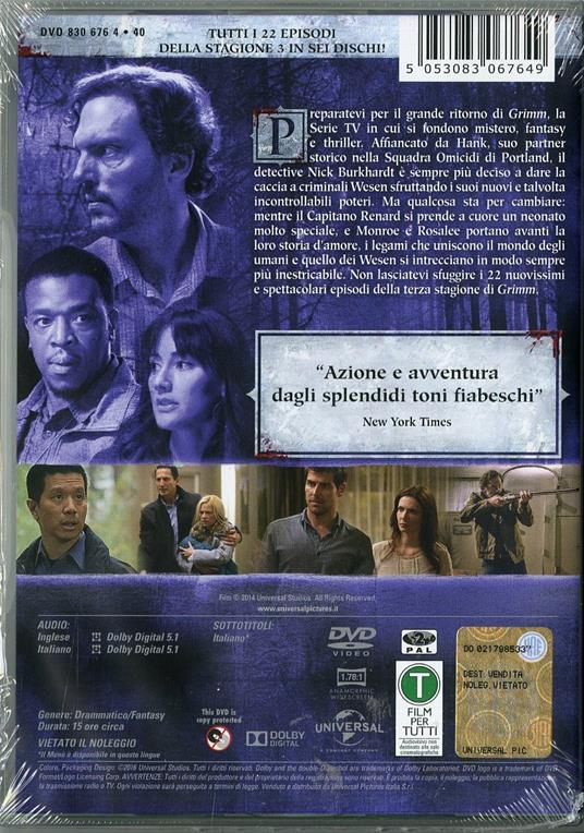 Grimm. Stagione 3 (6 DVD) di Norberto Barba,David Solomon,Clark Mathis - DVD - 2