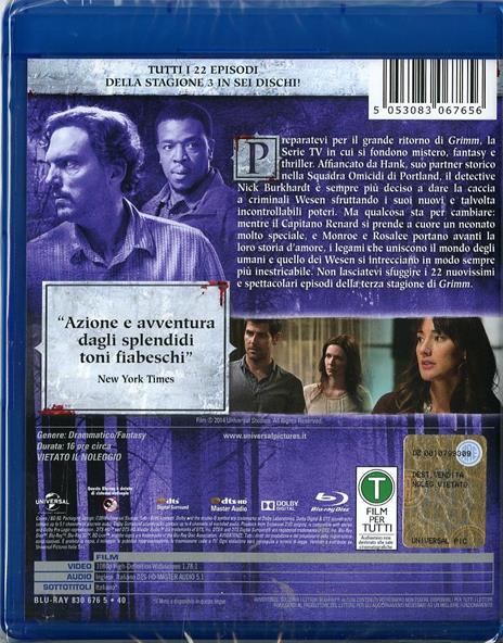 Grimm. Stagione 3 (6 Blu-ray) di Norberto Barba,David Solomon,Clark Mathis - Blu-ray - 2