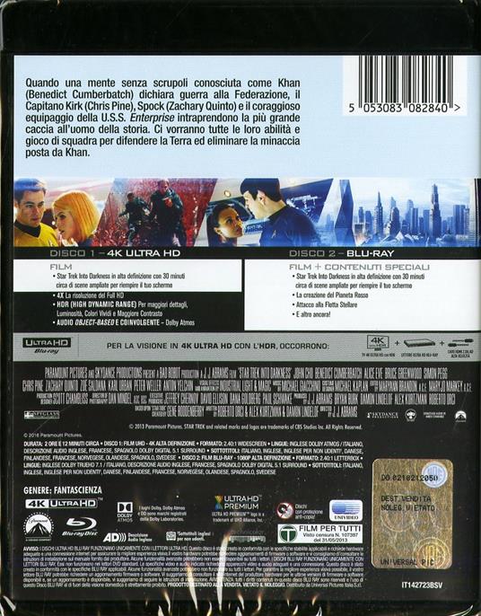 Into Darkness. Star Trek (Blu-ray + Blu-ray 4K Ultra HD) di J. J. Abrams - 2