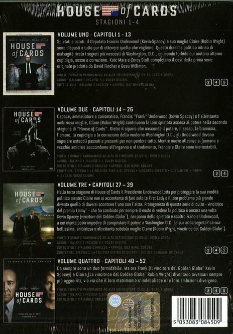 House of Cards. Stagione 1 - 4 (Serie TV ita) (16 DVD) di James Foley,Carl Franklin,Allen Coulter - DVD - 2