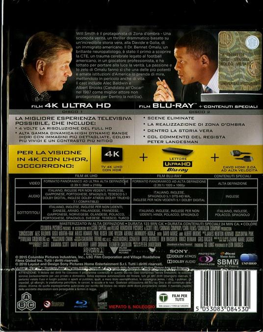 Zona d'ombra. Una scomoda verità (Blu-ray + Blu-ray 4K Ultra HD) di Peter Landesman - Blu-ray + Blu-ray Ultra HD 4K - 2