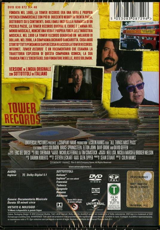 Tower Records. Nascita e caduta di un mito di Colin Hanks - DVD - 2