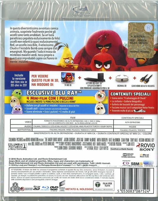 Angry Birds. Il film 3D (Blu-ray + Blu-ray 3D) di Clay Kaytis,Fergal Reilly - Blu-ray + Blu-ray 3D - 8