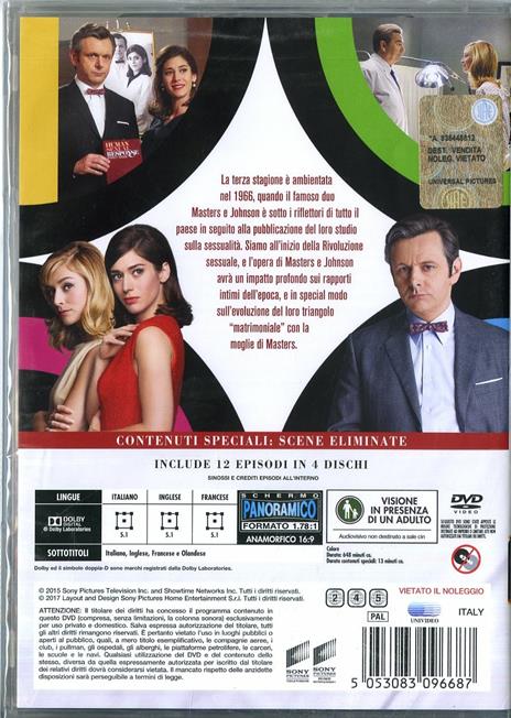 Masters of Sex. Stagione 3 (4 DVD) di Michael Apted,Michael Dinner,Jennifer Getzinger - DVD - 2