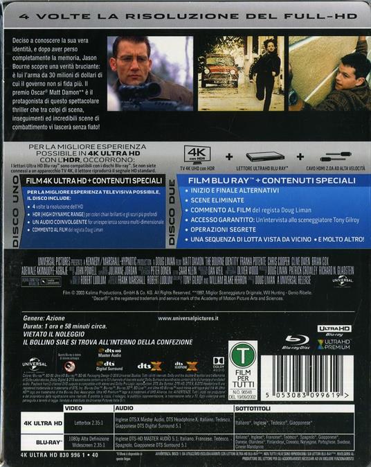 The Bourne Identity (Blu-ray + Blu-ray 4K Ultra HD) di Doug Liman - 2