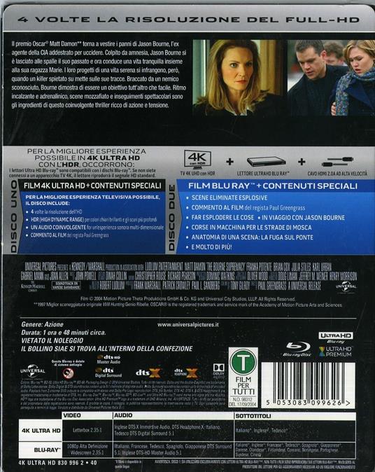The Bourne Supremacy (Blu-ray + Blu-ray 4K Ultra HD) di Paul Greengrass - 2