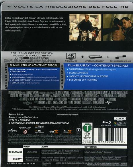 The Bourne Ultimatum (Blu-ray + Blu-ray 4K Ultra HD) di Paul Greengrass - 2
