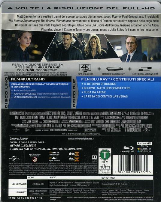 Jason Bourne (Blu-ray + Blu-ray 4K Ultra HD) di Paul Greengrass - 3