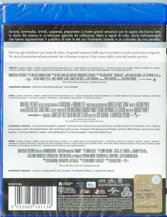 Sport Icon. Master Collection (3 Blu-ray) di Leon Gast,Asif Kapadia,Ryan Moore - 2