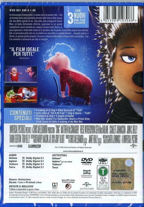 Sing (DVD) di Christophe Lourdelet,Garth Jennings  - DVD - 2