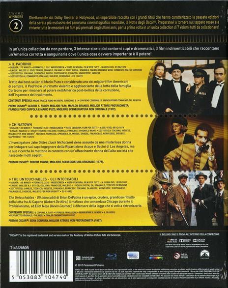 Il Padrino. Chinatown. Gli intoccabili. Oscar Collection (3 Blu-ray) di Francis Ford Coppola,Brian De Palma,Roman Polanski - 2