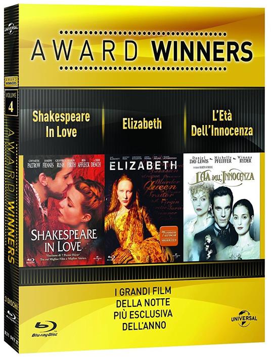 Shakespeare in Love. Elizabeth. L'età dell'innocenza. Oscar Collection (3 Blu-ray) di Shekar Kapur,John Madden,Martin Scorsese