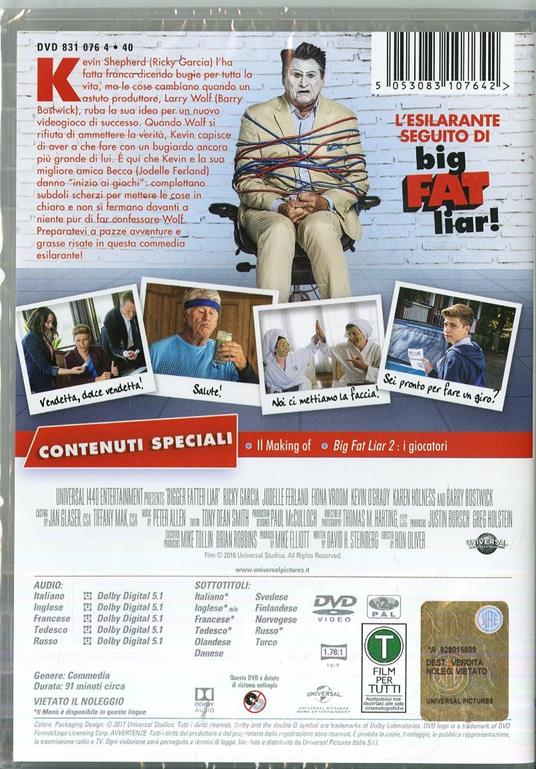 Big Fat Liar 2. Una bugia ancora più grossa a Seattle (DVD) di Ron Oliver - DVD - 2