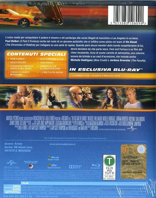 Fast and Furious. Con Steelbook (Blu-ray) di Rob Cohen - Blu-ray - 2