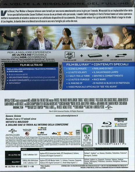 Fast & Furious 7 (Blu-ray + Blu-ray 4K Ultra HD) di James Wan - 2
