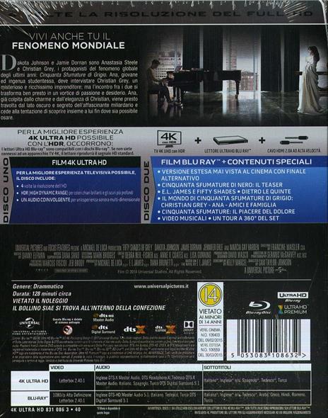 Cinquanta sfumature di grigio (Blu-ray + Blu-ray 4K Ultra HD) di Sam Taylor-Johnson - 2