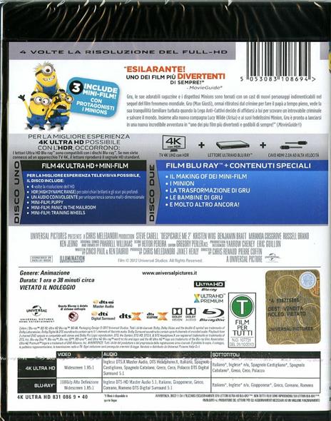 Cattivissimo me 2 (Blu-ray + Blu-ray 4K Ultra HD) di Pierre Coffin,Chris Renaud - 2