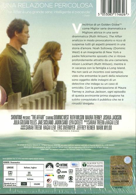 The Affair. Una relazione pericolosa. Stagione 1 (4 DVD) di Jeffrey Reiner,Ryan Fleck,Carl Franklin,Mark Mylod - DVD - 2