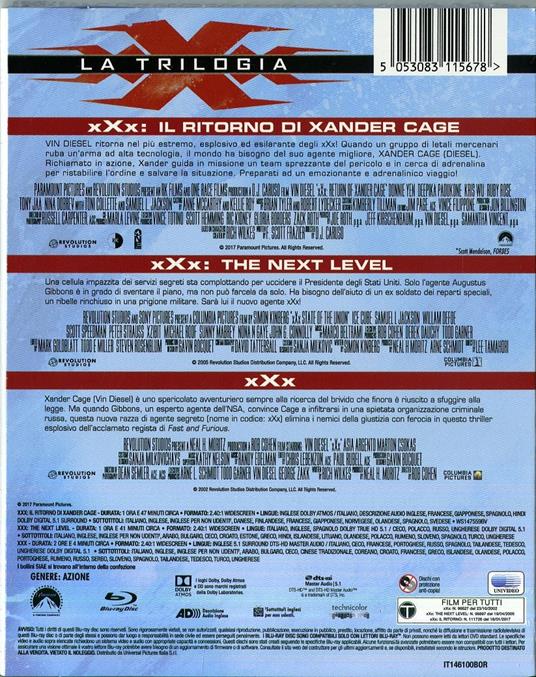 xXx Collection (3 Blu-ray) di D. J. Caruso,Rob Cohen,Lee Tamahori - 2