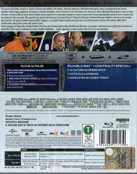 Fast & Furious 8 (Blu-ray + Blu-ray 4K Ultra HD) di F. Gary Gray - 2