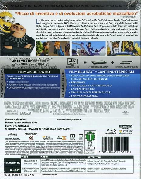 Cattivissimo Me 3 (Blu-ray + Blu-ray 4K Ultra HD) di Kyle Balda,Pierre Coffin,Eric Guillon - 2