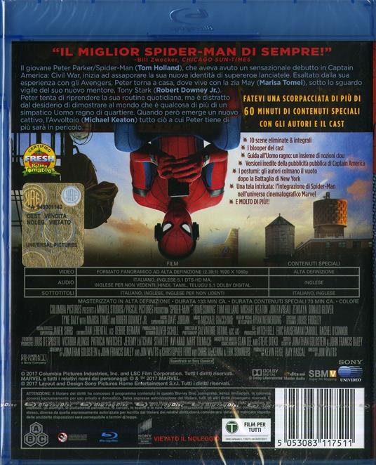 Spider-Man. Homecoming (Blu-ray) di Jon Watts - Blu-ray - 2