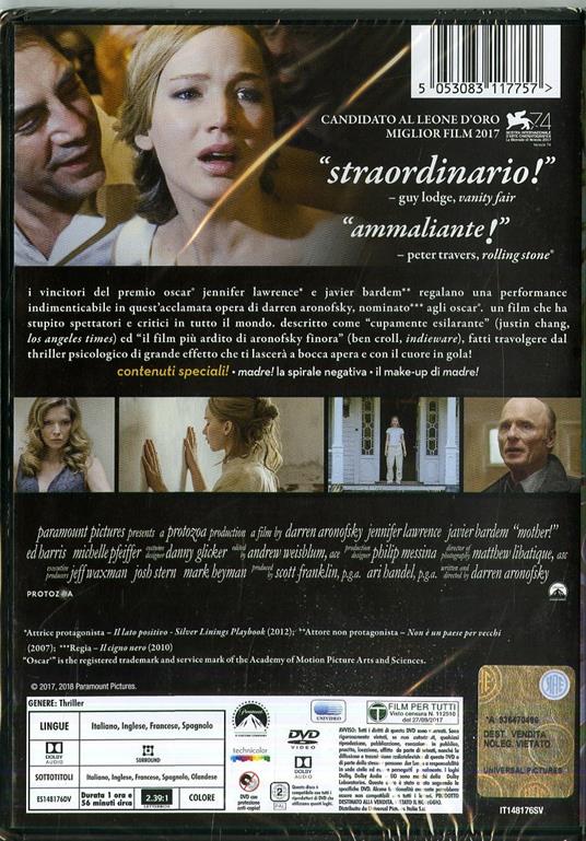 Madre! (DVD) di Darren Aronofsky - DVD - 2
