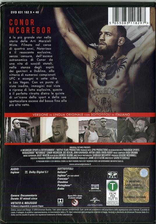 Conor McGregor. Notorious (DVD) di Gavin Fitzgerald - DVD - 2