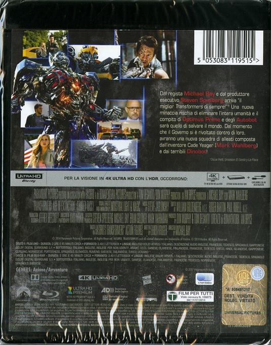 Transformers 4. L'era dell'estinzione (Blu-ray + Blu-ray 4K Ultra HD) di Michael Bay - 3