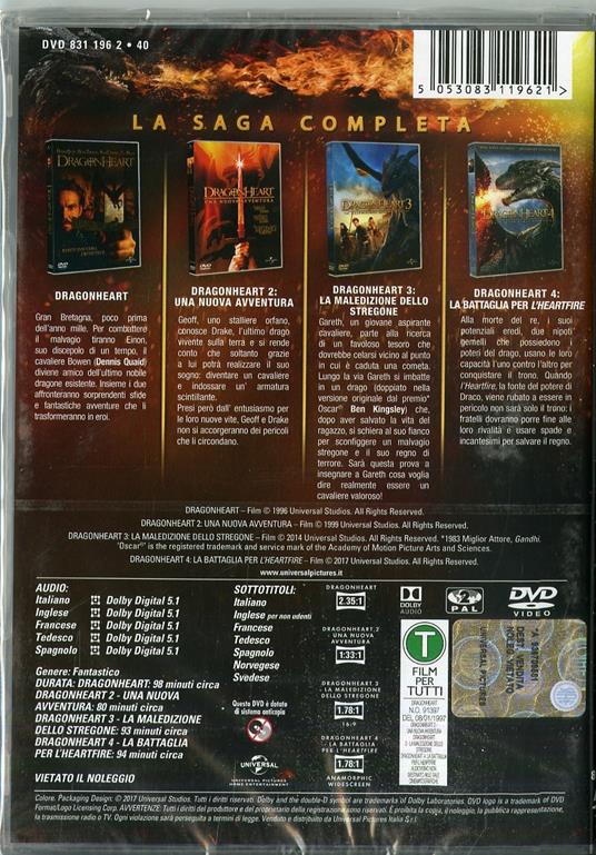 Dragonheart Collection 4 film (4 DVD) di Rob Cohen,Patrik Syversen,Colin Teague - 2