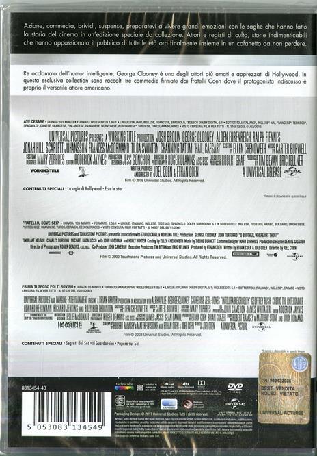 George Clooney Master Collection. Ave, Cesare! - Fratello, dove sei? - Prima ti sposo e poi ti rovino (3 DVD) di Ethan Coen,Joel Coen - 2