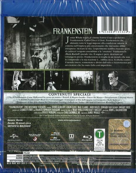 Frankenstein (Blu-ray) di James Whale - Blu-ray - 2