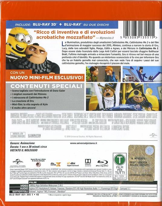 Cattivissimo Me 3 (Blu-ray + Blu-ray 3D) di Kyle Balda,Pierre Coffin,Eric Guillon - 2