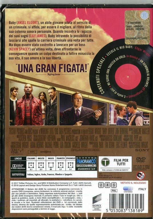 Baby Driver. Il genio della fuga (DVD) di Edgar Wright - DVD - 2