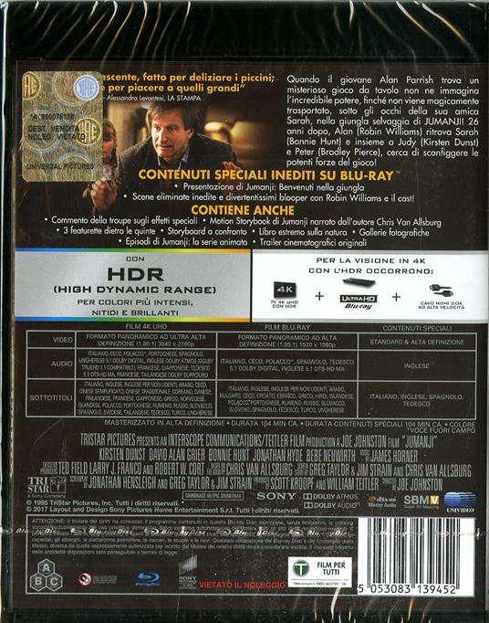 Jumanji (Blu-ray + Blu-ray 4K Ultra HD) di Joe Johnston - 2