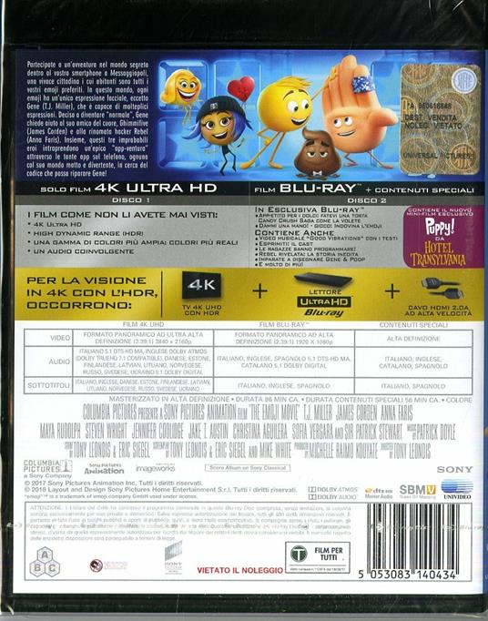 Emoji. Accendi le emozioni (Blu-ray + Blu-ray 4K Ultra HD) di Tony Leondis - 2