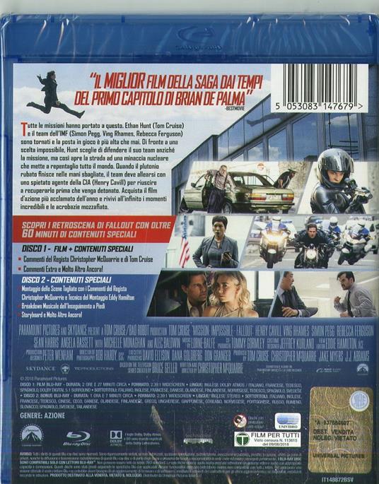 Mission: Impossible. Fallout (Blu-ray) di Christopher McQuarrie - Blu-ray - 2
