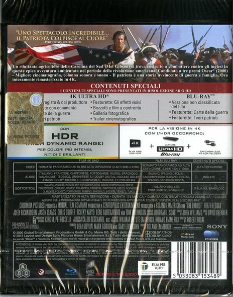 Il patriota (Blu-ray + Blu-ray Ultra HD 4K) di Roland Emmerich - Blu-ray + Blu-ray Ultra HD 4K - 2