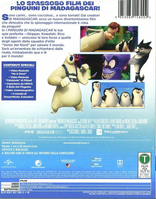 I pinguini di Madagascar (Blu-ray) di Eric Darnell,Simon J. Smith - Blu-ray - 2