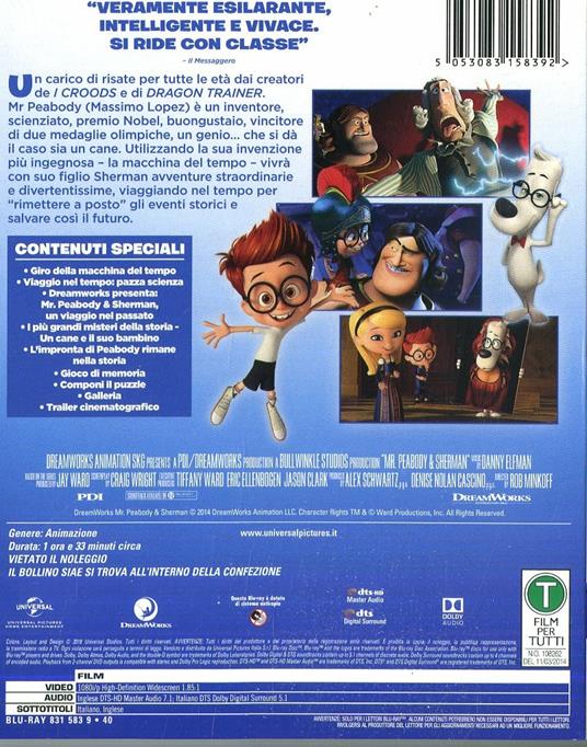 Mr. Peabody e Sherman (Blu-ray) di Rob Minkoff - Blu-ray - 2