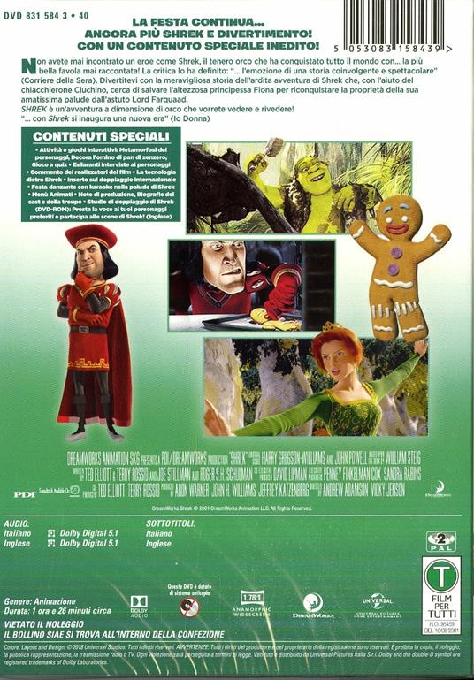 Shrek 1 (DVD) di Andrew Adamson,Victoria Jensen - DVD - 2
