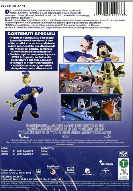 Wallace & Gromit La maledizione del coniglio mannaro (DVD) di Steve Box,Nick Park - DVD - 2