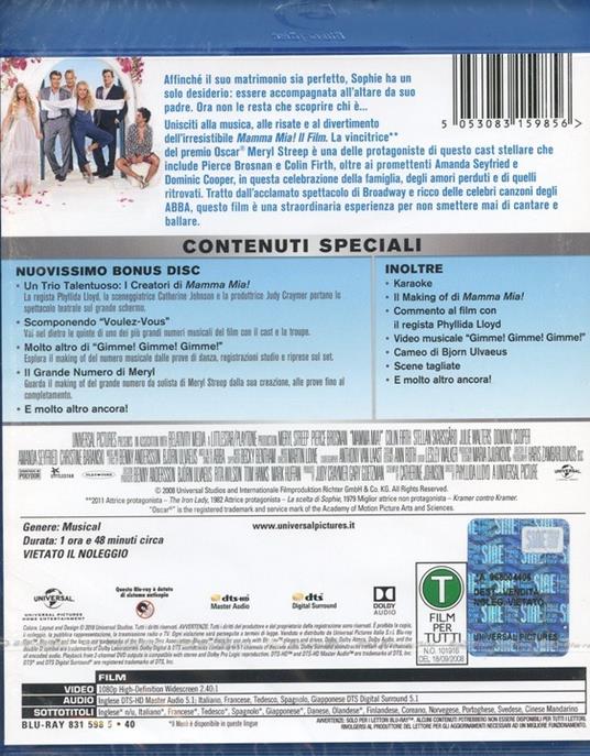 Mamma mia. 10th Anniversary Edition con Bonus Disc (2 Blu-ray) di Phyllida Lloyd - Blu-ray - 2
